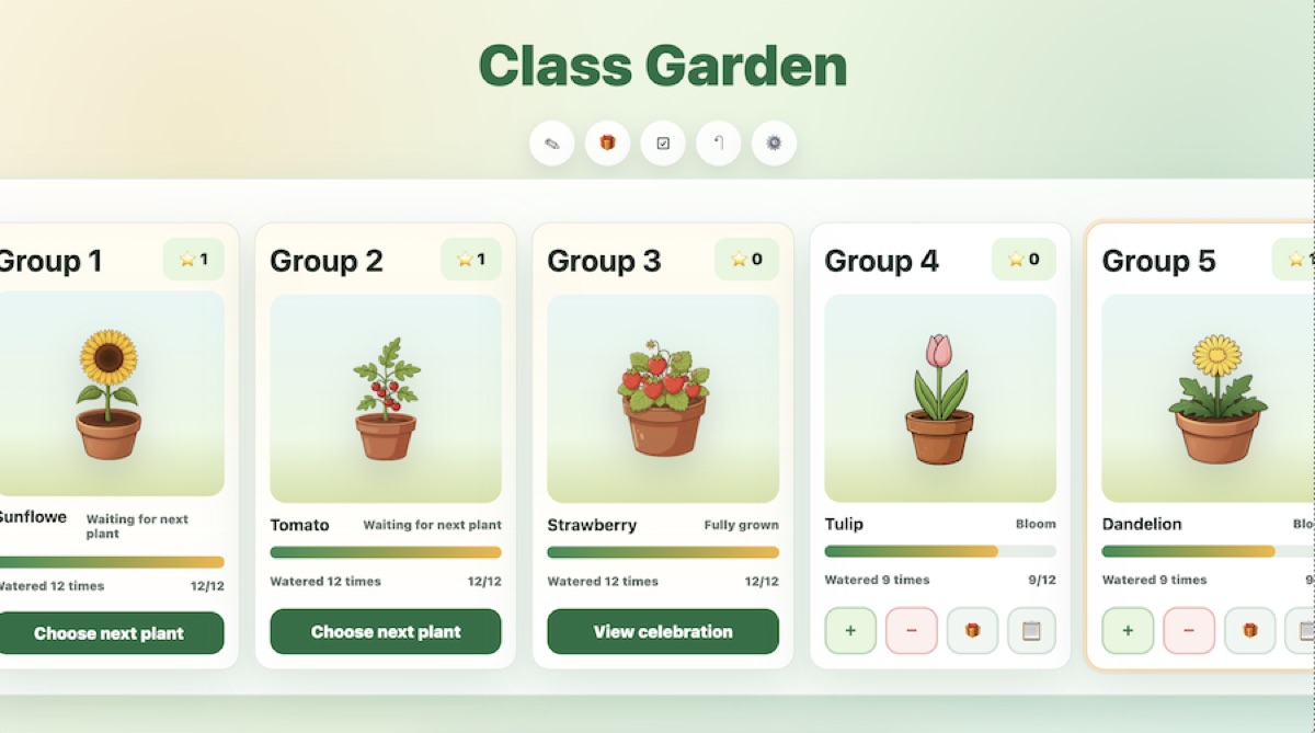Classroom plant garden group rewards preview for classroom management and behavior routines